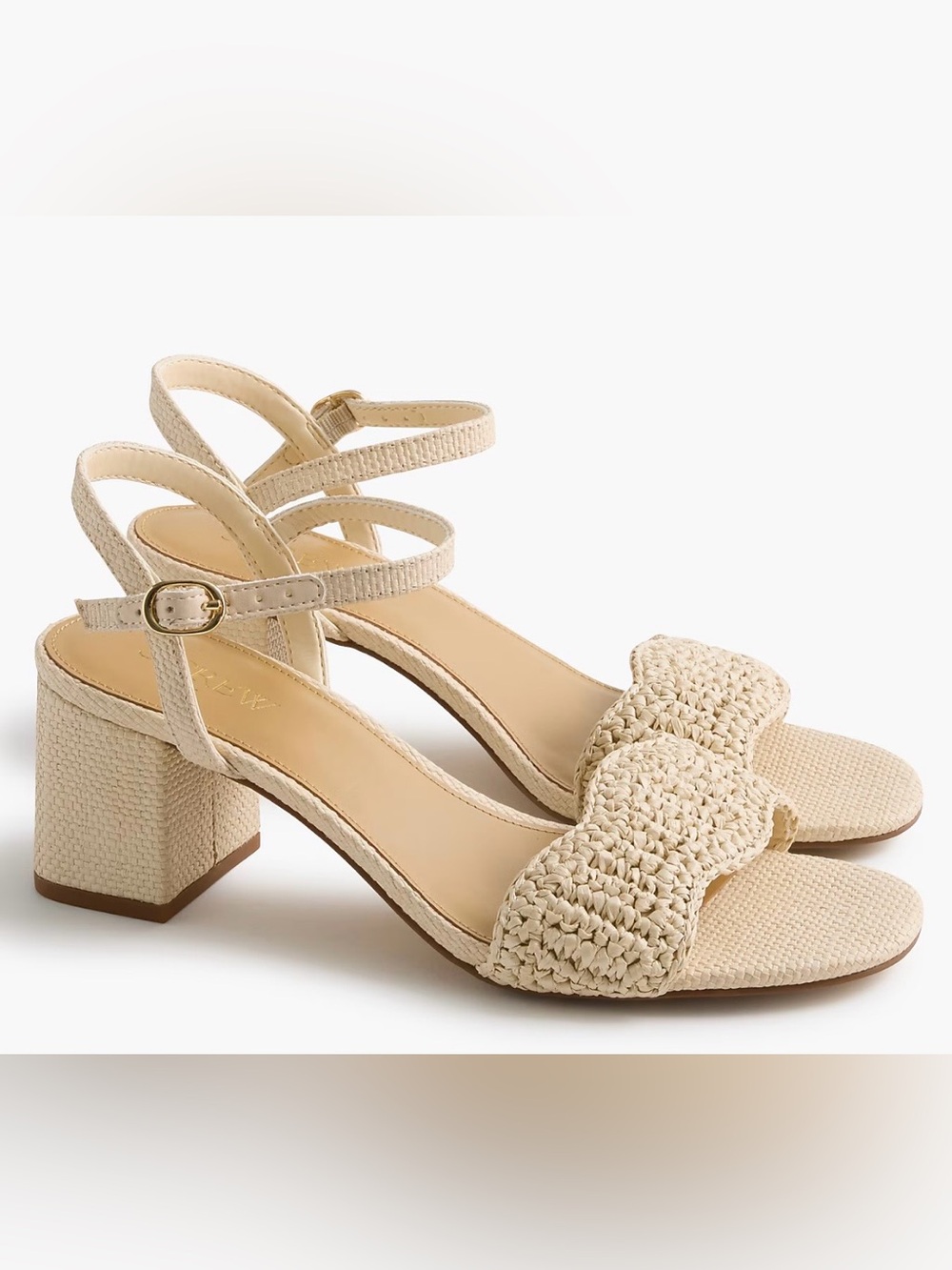 NEW J. Crew Factory Blonde Natural Raffia heeled sandal size 7 CU341 $138